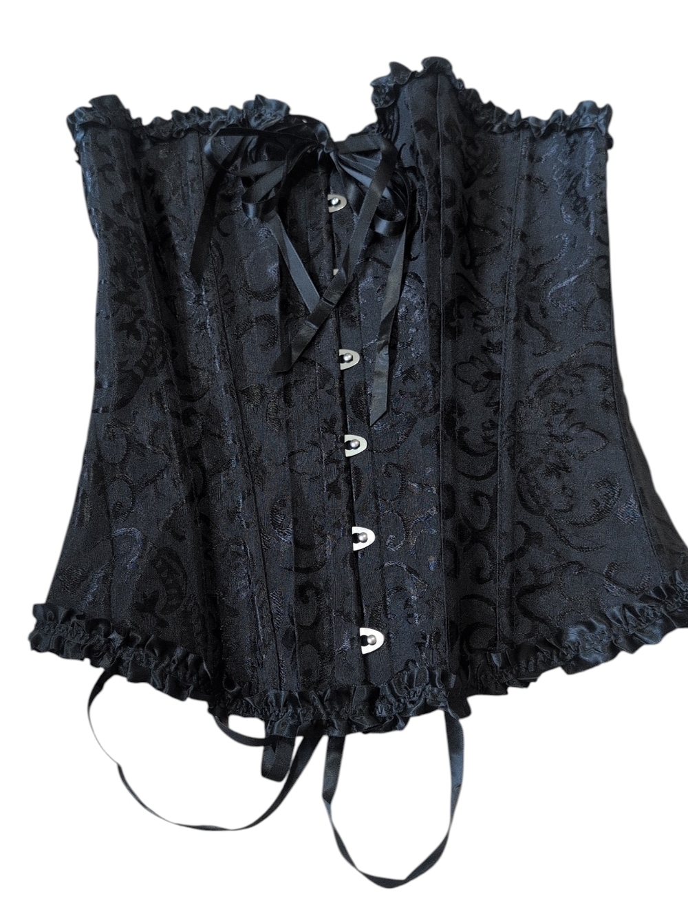 SZIVYSHI Black Gothic Corset Bustier Small Lace Up Boned Steampunk Top